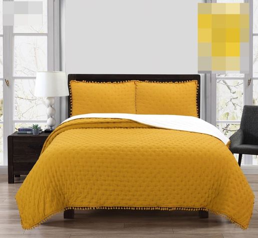Cubrecamas Algodón con pompones 1.5 TL22 amarillo-0