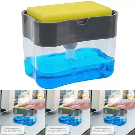 Dispensador De Lavalozas Manual Con Esponja Con Recipiente-1
