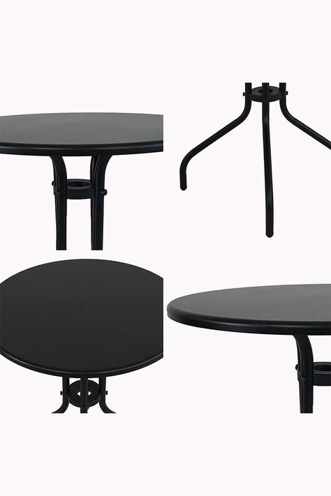 Mesa De Terraza Acero Antideslizante 70x60 cm Negro-4