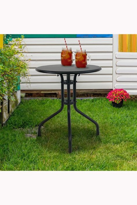 Mesa De Terraza Acero Antideslizante 70x60 cm Negro-5