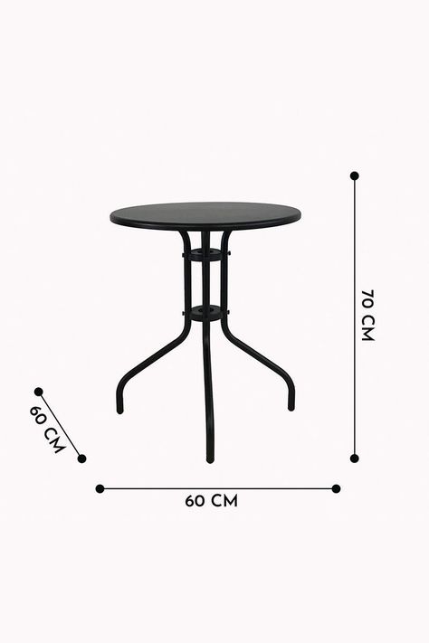 Mesa De Terraza Acero Antideslizante 70x60 cm Negro-2