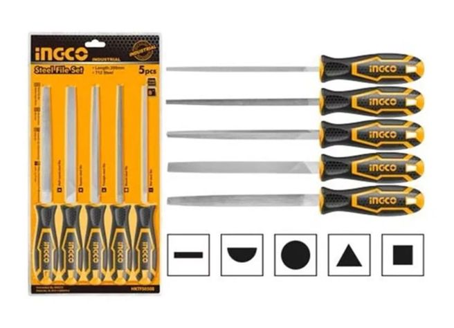 Set Juego De 5 Limas Ingco 8 Pulgadas Acero Indust-0