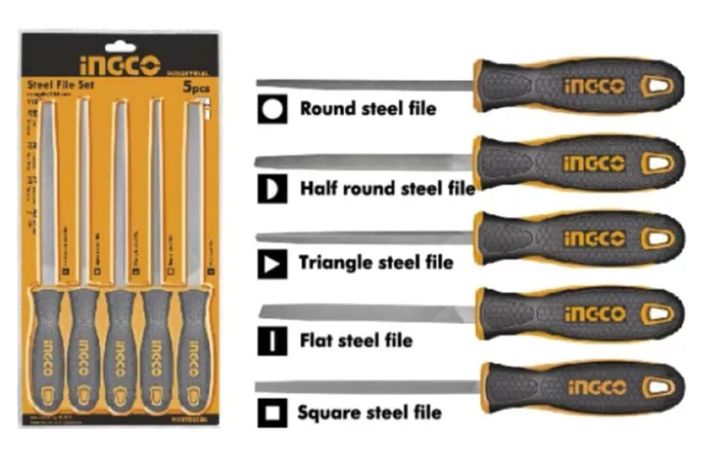 Set Juego De 5 Limas Ingco 8 Pulgadas Acero Indust-5