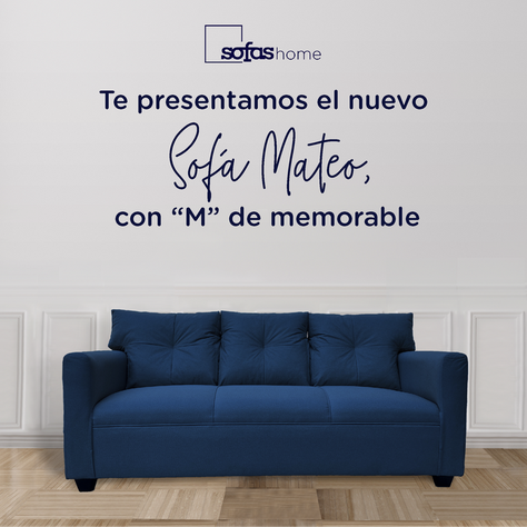 Sofá Mateo Chenille Azul Pata Plastica 3C-1