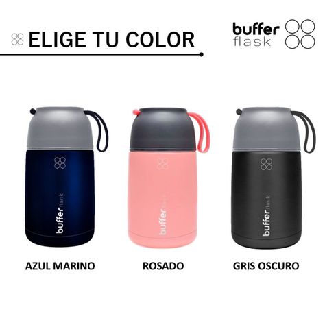 Termo Comida y Liquido Buffer Multiproposito 630ml +Cuchara Gris Rosado-6
