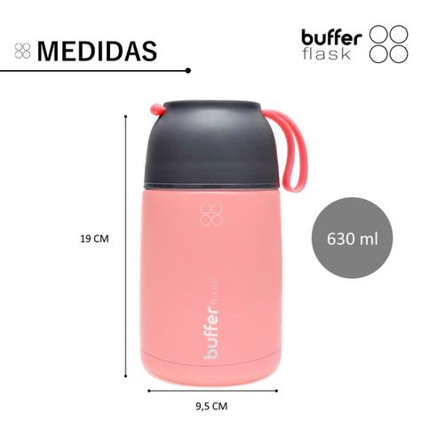 Termo Comida y Liquido Buffer Multiproposito 630ml +Cuchara Gris Rosado-7