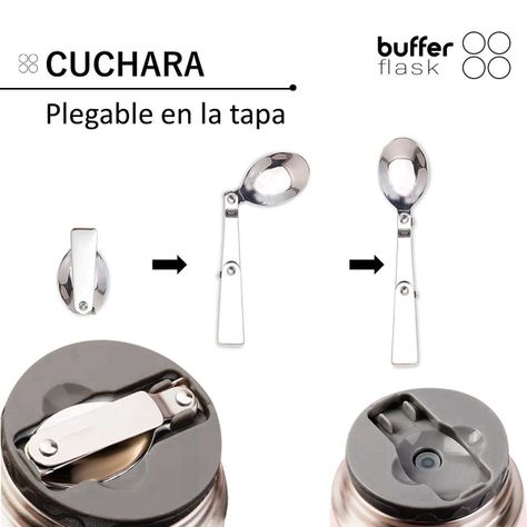 Termo Comida y Liquido Buffer Multiproposito 630ml +Cuchara Gris Rosado-2