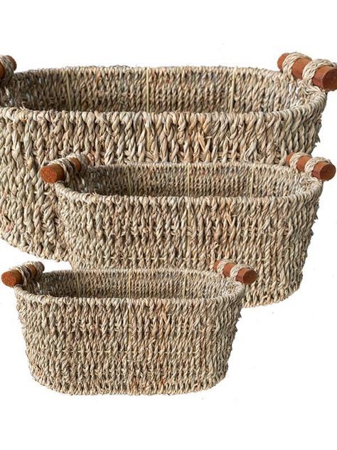 Set de 3 canastos de Fibra Seagrass 43-37-31 cm. Natural Set de 3-0