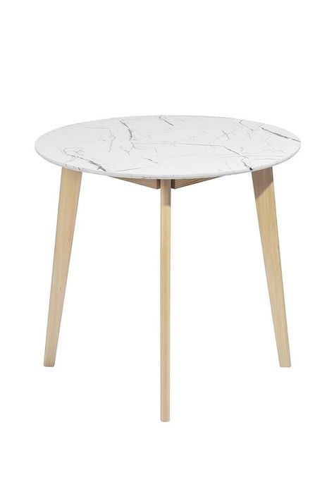 Mesa de Comedor Redonda con Patas de Pino Blanco-0
