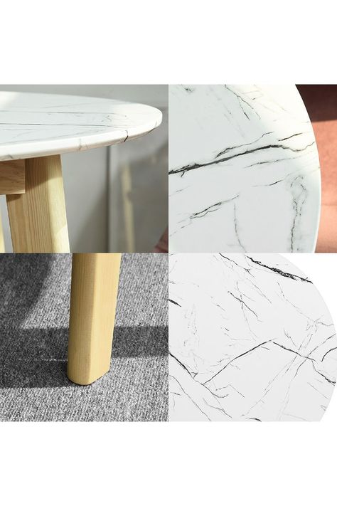 Mesa de Comedor Redonda con Patas de Pino Blanco-4
