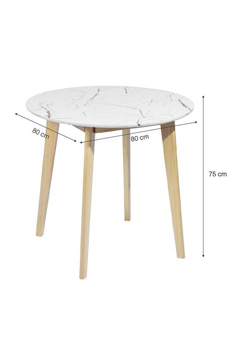 Mesa de Comedor Redonda con Patas de Pino Blanco-2