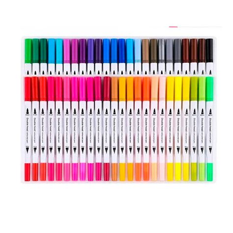 48 Marcadores De Doble Punta Tipo Pincel Colores-0