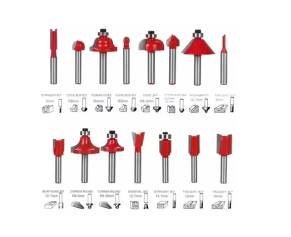 Brocas Fresas Madera Router 15 Pcs 6.35mm 1/4-1