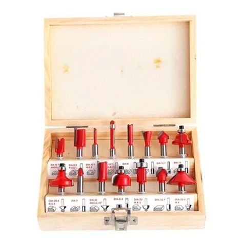 Brocas Fresas Madera Router 15 Pcs 6.35mm 1/4-0