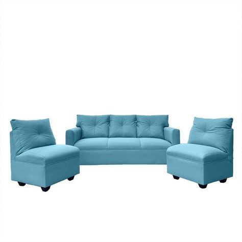 Juego Living Mateo Chenille Turquesa Pata Plastica 3C.1C.1C-0
