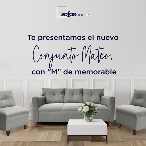 Juego Living Mateo Chenille Gris Pata Madera 3C.1C.1C-3