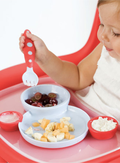 Set Plato Groovy con Cubiertos - Naranjo-3