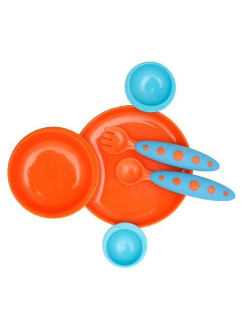 Set Plato Groovy con Cubiertos - Naranjo-0