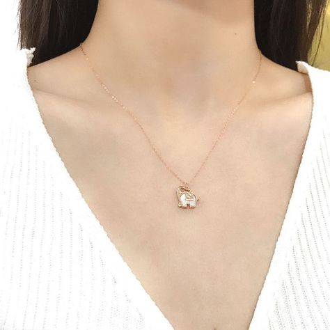 CADENA ESLABONES ORO ROSADO 18K COLGANTE ELEFANTE NÁCAR DIAMANTE 1P 18K-3