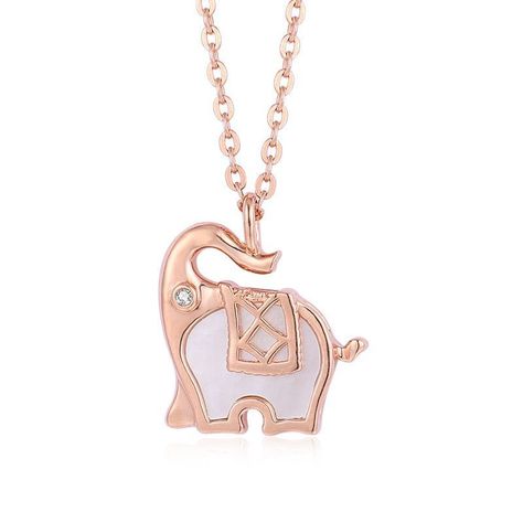 CADENA ESLABONES ORO ROSADO 18K COLGANTE ELEFANTE NÁCAR DIAMANTE 1P 18K-0