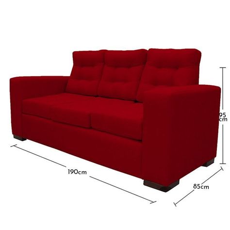 Sofá Antu Felpa Rojo 3 Cuerpos-3