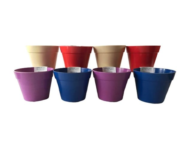 SET 8 MACETAS BIO REDONDO 2RO2AZ2BLA2MO 13,7X10,3-0