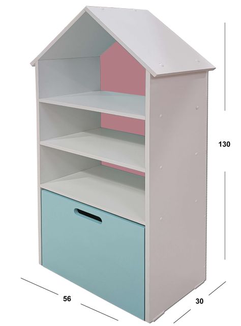 Juguetero Repisa Casa Infantil Rosado Celeste Montessori-3