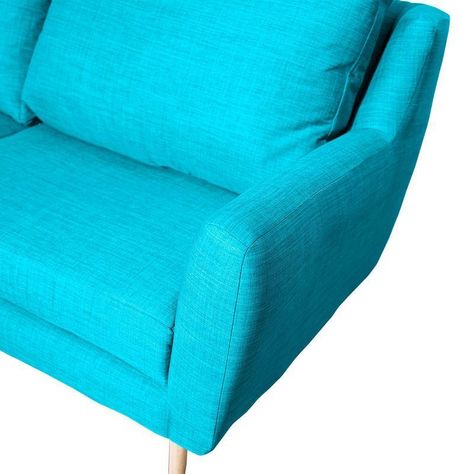 Sofá Lenora Chenille Tipo Lino Turquesa 2C-2