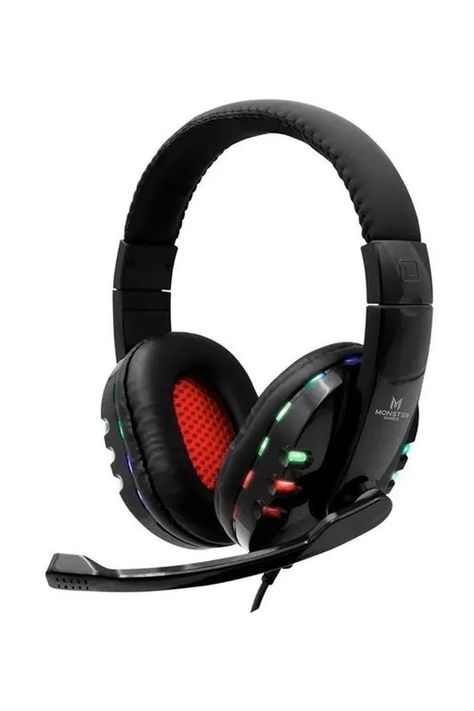 Audifonos Monster Gamer Rgb Negros Led-0