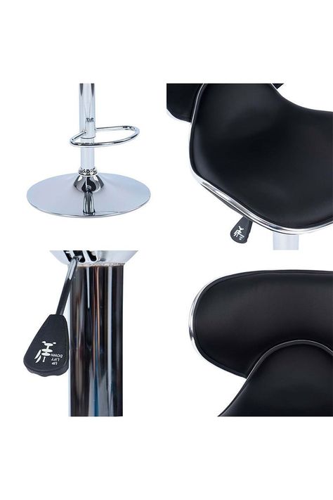 Pack 2 Pisos de Bar Altura Ajustable Negro-4