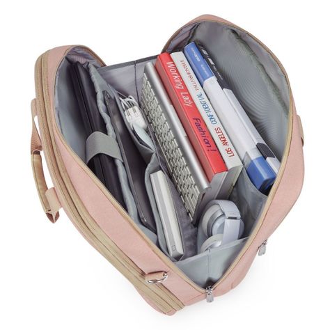 Bagsmart - Maletín expandible para notebook de 17,3" - Rosado-4