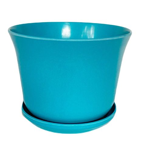 SET 4 MACETA BIO CURVO TURQUESA C/PLATO 16,5X13-1