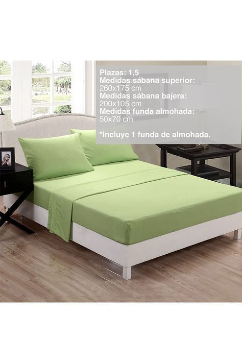 Juego Sábanas Microfibra Monaco 1,5 Plazas Verde-1