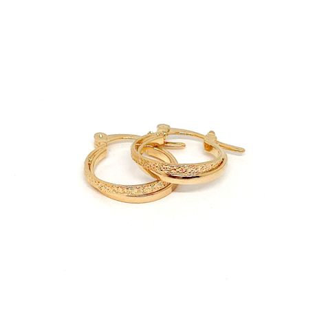 Aros Argollas Doble 15mm Enchapado Oro 18K-1