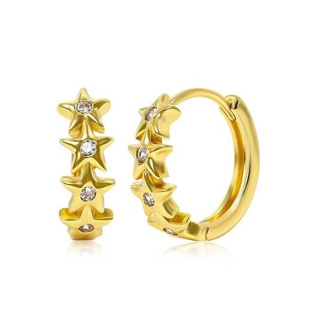 Aros Argollas Hipoalergénico Dorado con Estrella-0