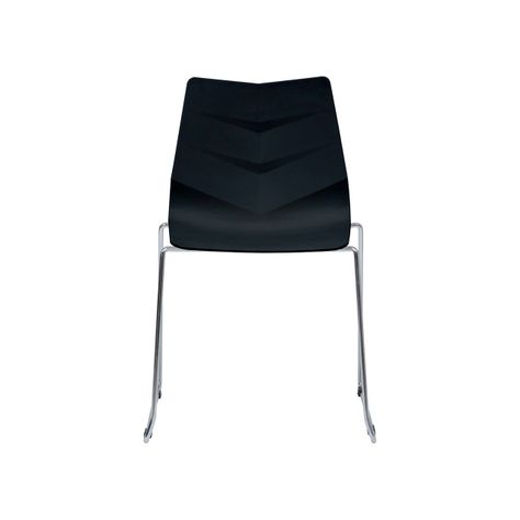 Silla Hoja Negra Patas Cromadas-1