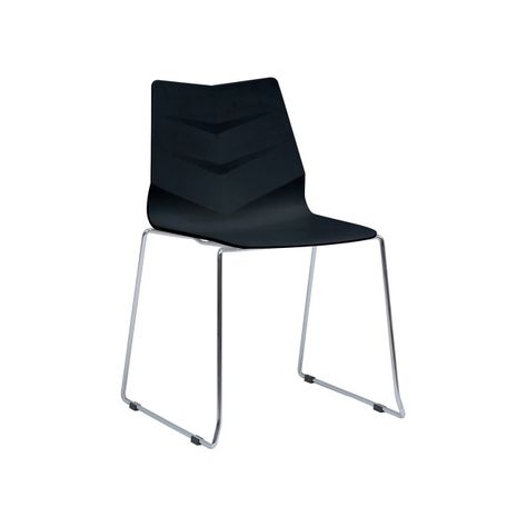 Silla Hoja Negra Patas Cromadas-0