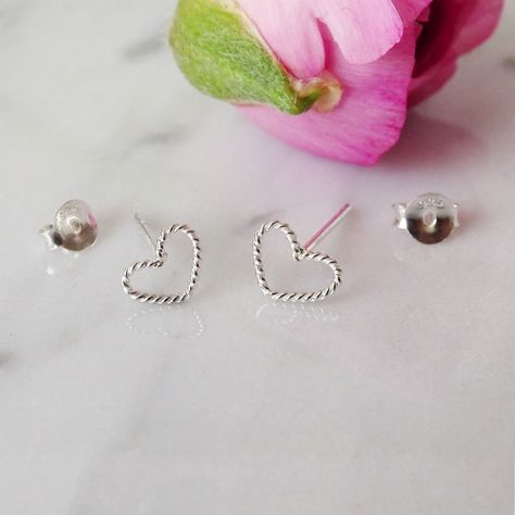Aros Aritos Corazón Enroscado Plata Ley 925 - Mabelita-1