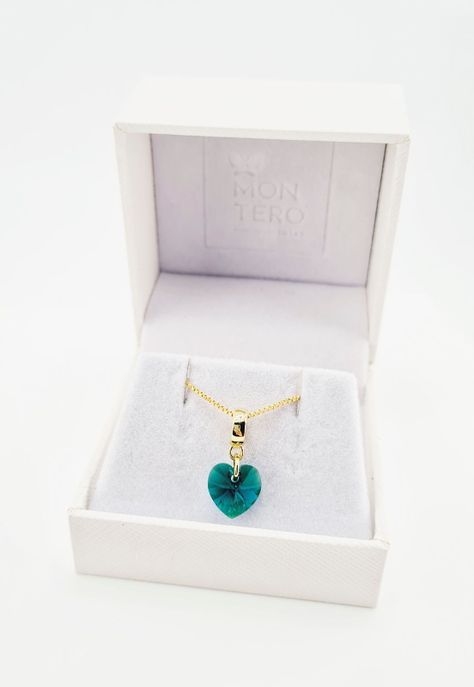 Collar Romance Gold Cristales Genuinos Emerald Shimmer.-2