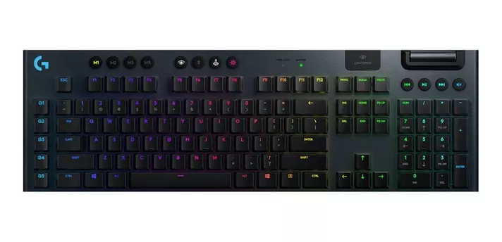 Teclado gamer bluetooth Logitech Serie G G915 QWERTY GL Tactile inglés US color negro con luz RGB-0