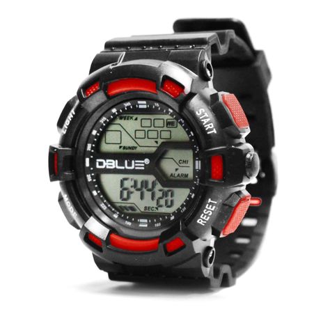 Reloj Digital Deportivo Pantalla Led Función Alarma Rojo Dblue-0