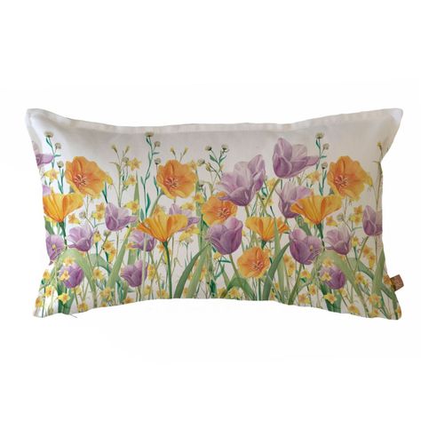FUNDA COJÍN ALGODÓN JARDÍN DE FLORES TULIPÁN LILA 50X30-0
