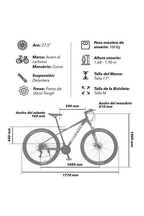 Bicicleta Mountain Bike Bure 27,5" M Azul-2