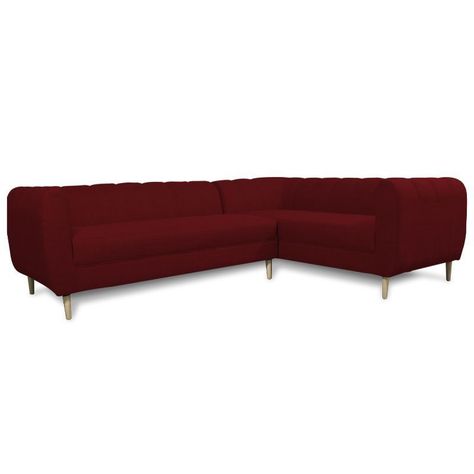 Seccional Lynette Chenille Tipo Lino Rojo-1