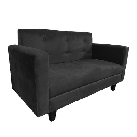 Sofa Ruan 2 Cuerpos Felpa Negro-2
