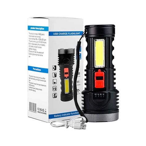 Linterna Brillante Multifunción Luz Fuerte Carga Usb-0