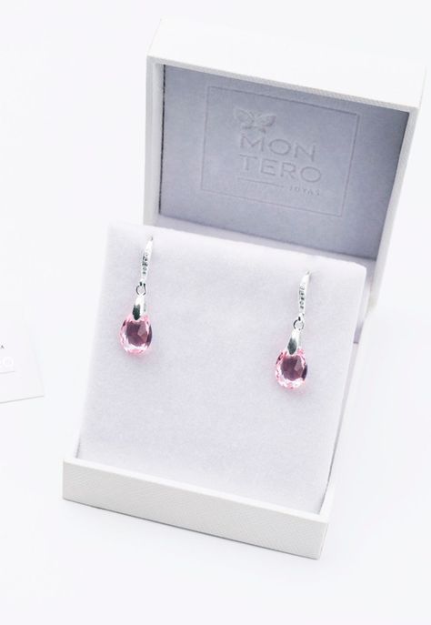 Aros Gota de Luz Cristales Genuinos Rose Shimmer-2