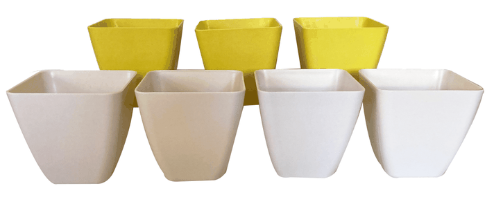 SET 7 MACETA BIO CUADRADO 4BLANCO 3AMARI13,3X12,4-0