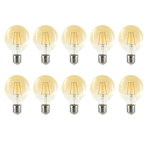 Pack 10 Ampolleta Globo LED E-27 Filamento 6W G80 Dimeable SEC-0