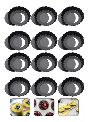 Pack X12 Moldes Tartaleta Desmontable Tarta Individual 8cm 108395-2